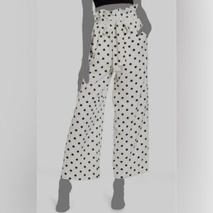 Sans Souci White Polka Dot Paperbag Pants | Cropped | Size L